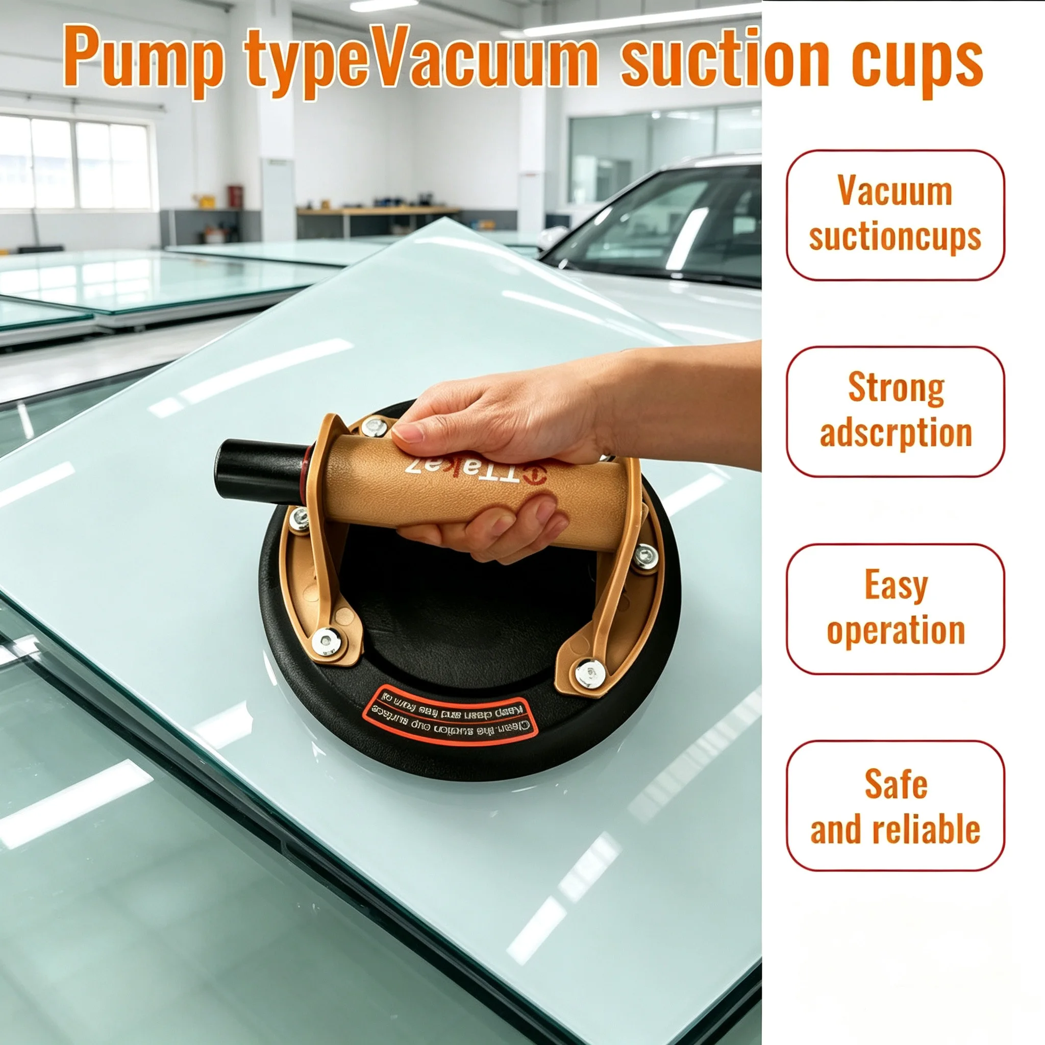 Upgrade vacuum Suction Cup 8 Inch Glass Lifter Powerful Heavy Duty Vacuum Lifter for Granite & Glass Lifting Window Replacement