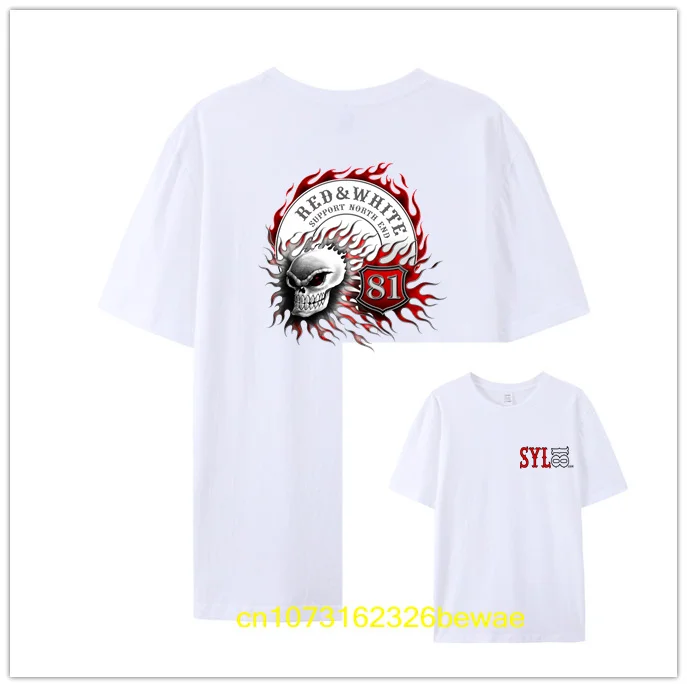 تي شيرت Hells Angels للدراجة النارية على شكل جمجمة لهب 100% قطن صيفي تي شيرت لهب 81 تي شيرت رجالي مطبوع على الوجهين الأكثر الاستبداد