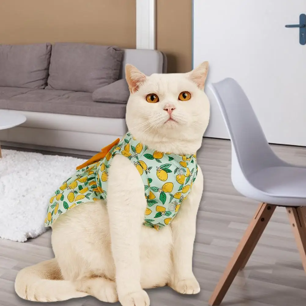 Lovely Pet Skirt  Dress-up Round Collar Cat Skirt  Pet Vest Lemon Printing Clothes