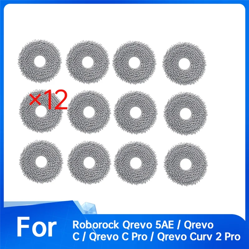 For Roborock Qrevo 5AE/Qrevo C/Qrevo C Pro/Qrevo Curv 2 Pro Compatible 12 PCS Cleaning Rag Replacement Part For Robot Vacuums-A5