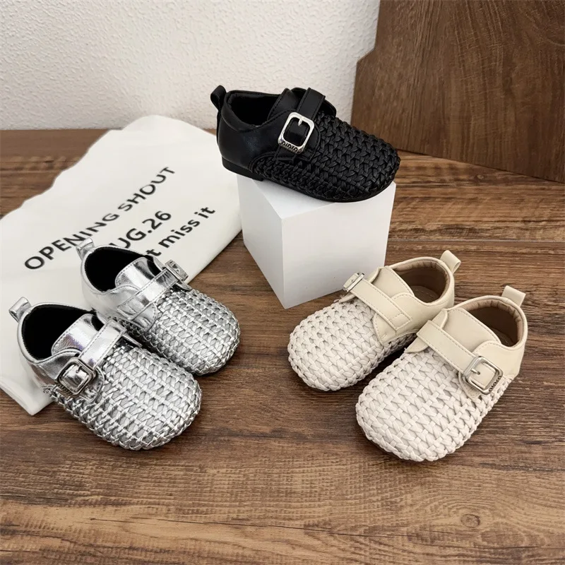 

Autumn Children's Woven Pu Leather Shoes 1-3 Years Old Baby Kids Soft Soled Comfortable Walking Shoes Boys Girls Casual Shoes