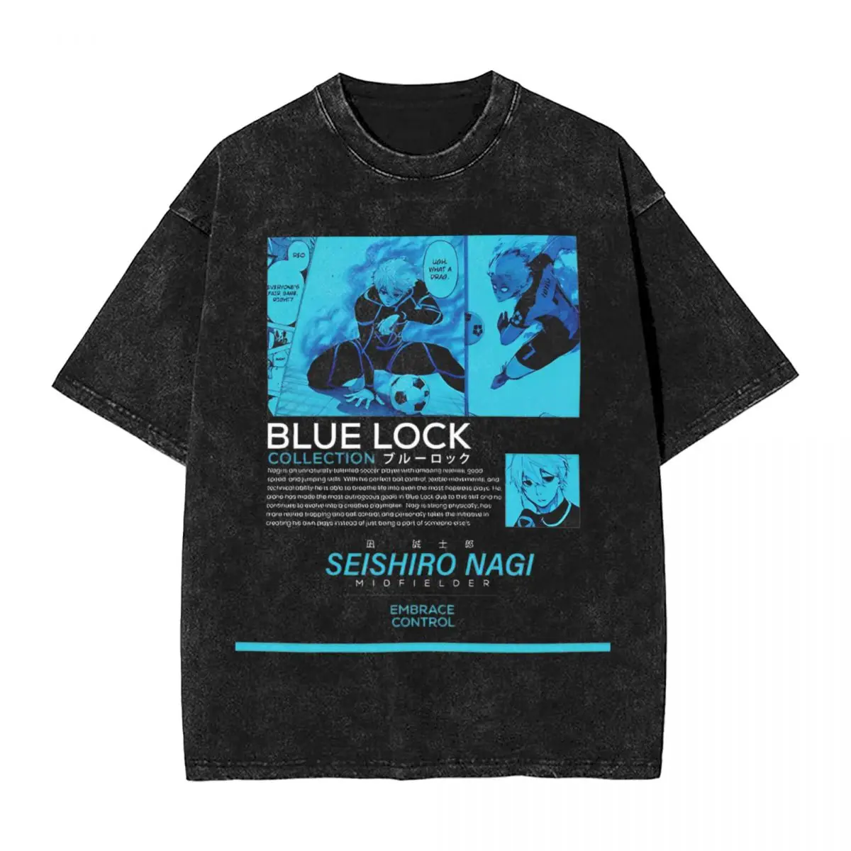 Washed T Shirt Seishiro Nagi T-Shirt Street Soccer Sports Anime Blue Lock Streetwear 100%Cotton Graphic Tops Tee Shirt Men Women