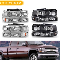 Headlights DRL For Chevy Chevrolet Silverado 1500 2500 1999 2000 2001 2002 Corner Signal Lights Housing Clear Lens