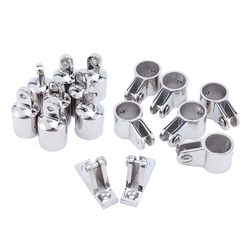 2X Boat Accessories Marine 316 Stainless Steel 4-Bow Bimini Top Boat Stainless Steel Fittings Marine Hardware Set-(22Mm)