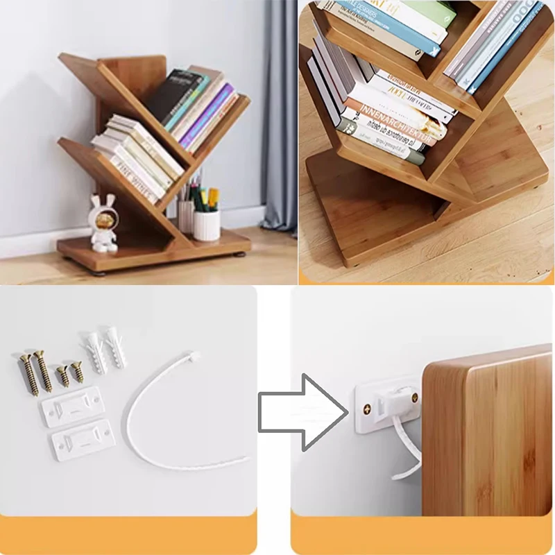 Study desktop racks for students bookshelf small storage table top magazine book holder simple classic design Y cross shaped