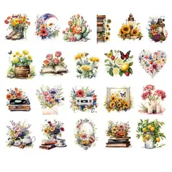 Cartoon flowers and fruits Heat Transfer Vinyl Patches Stickers Thermal for Clothing DIY Mirror Rose T-shirt Applique