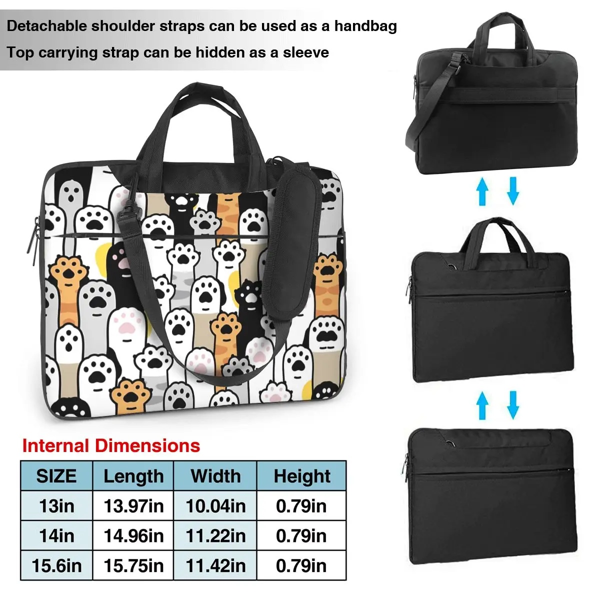 Laptop Bag Cat Paw Kitten Footprint Notebook Pouch Animal Cartoon Portable 13 14 15 15.6 Fashion Computer Pouch For Macbook Air