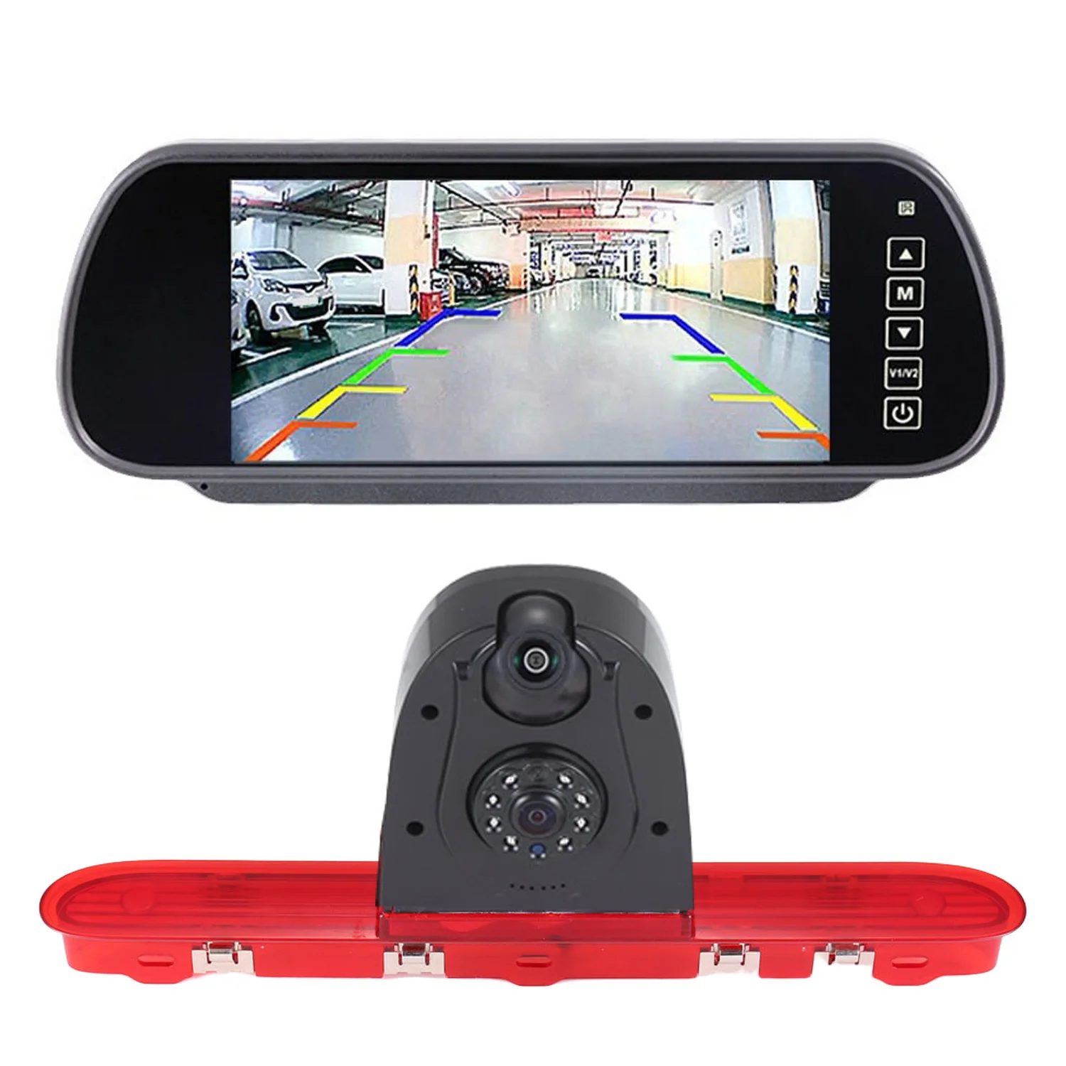 Brake Light Dual rear view Camera +7“Monitor mirror Kit for Citroen Jumpy Spacetourer Peugeot Exper Traveller Toyota Proace Bus