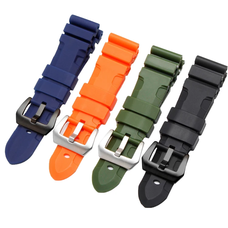 Rubber Watchband Substitute 1226 1223 Diver\'s Watch Series Flat Direct Mouth Waterproof Silicone Strap 22/24/26mm