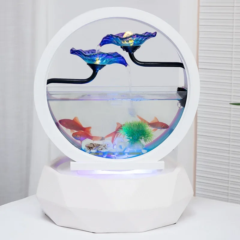 flowing water fish tank ornament, European living room desktop creative home fountain water fountain, entrance decoration