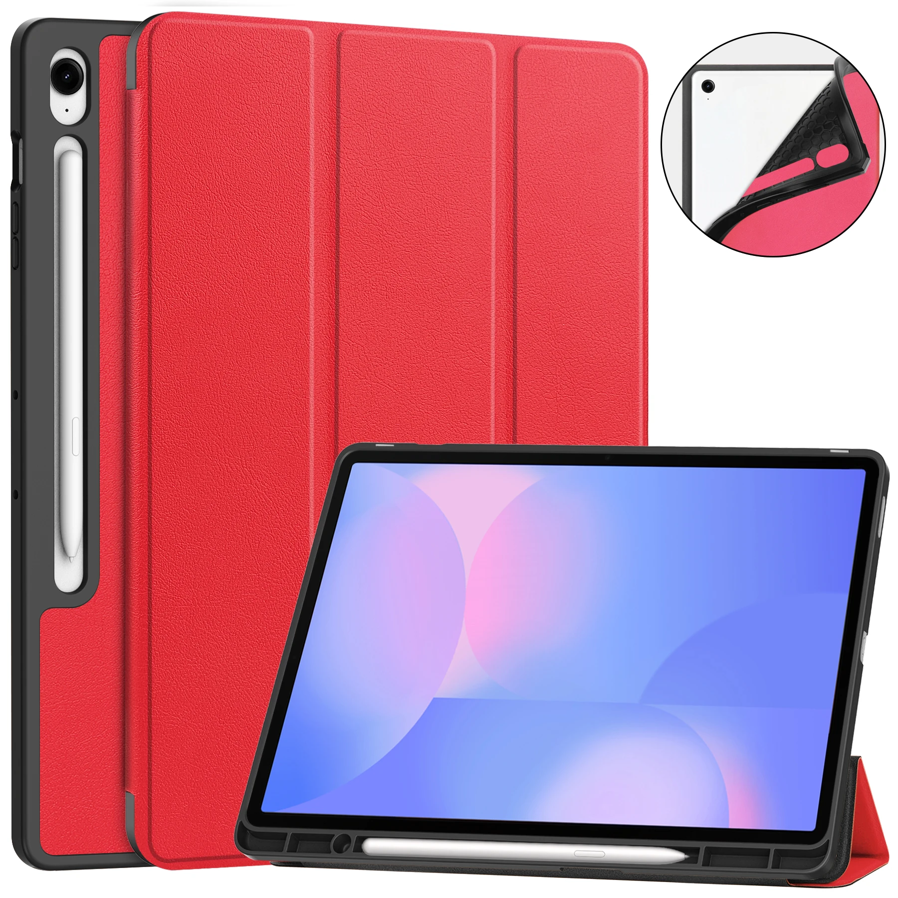 

For Samsung Galaxy Tab S10FE Plus 2025 SM-X620 X626 X626B 13.1" Folding Stand Multi Functional Protection Cover with pen slot