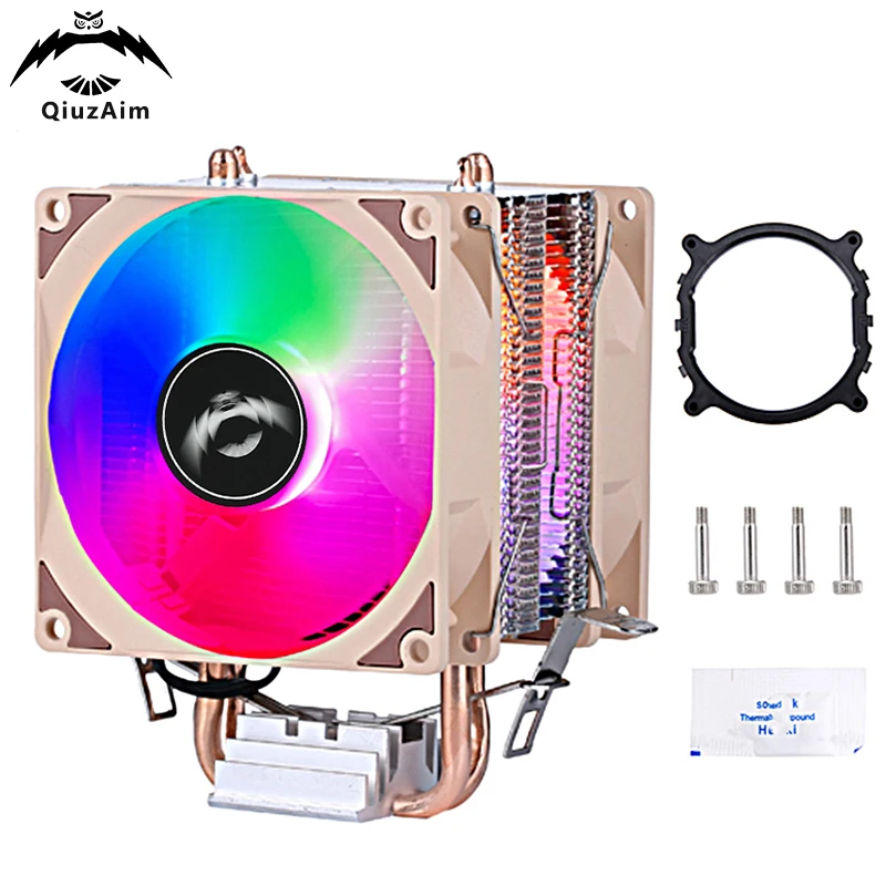 

QiuzAim PC Case Air-cooled Radiator 90mm Fans 2 Heat Pipe CPU Cooling Fan Installing LGA2011 x79 x99 e5 2066 AMD am3 am4 am5