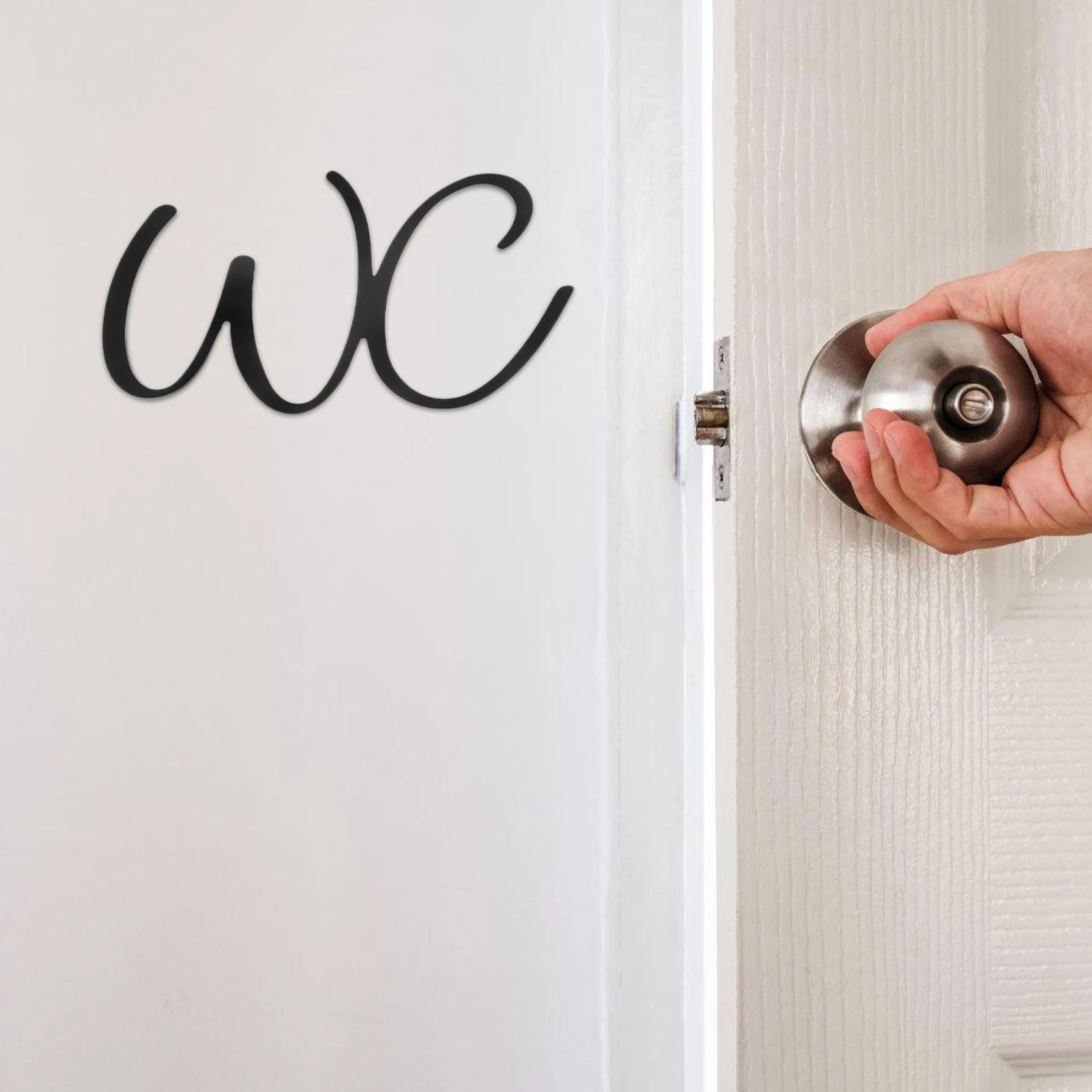 

Toilet Door Sign Iron Material Self-Adhesive Modern Bathroom Symbol For Home Office Washroom Decoration Wc Sign Restroom