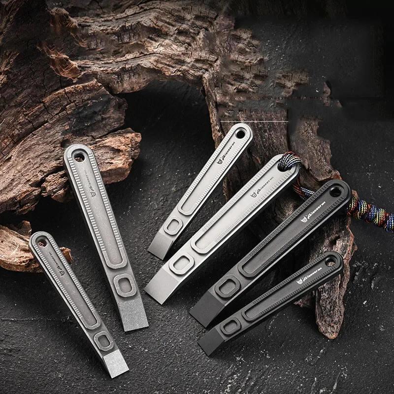 FEGVE EDC Pry Bar Mini Multi Tool Titanium 3.74“ Package/Can Opener for Everyday Carry Portable Lightweight