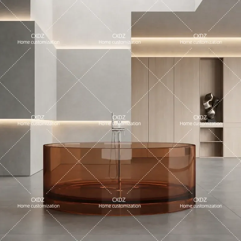 High End Resin Polymer Bathtub Integrated Independent Design for Home B&B Hotel Light Luxury Style