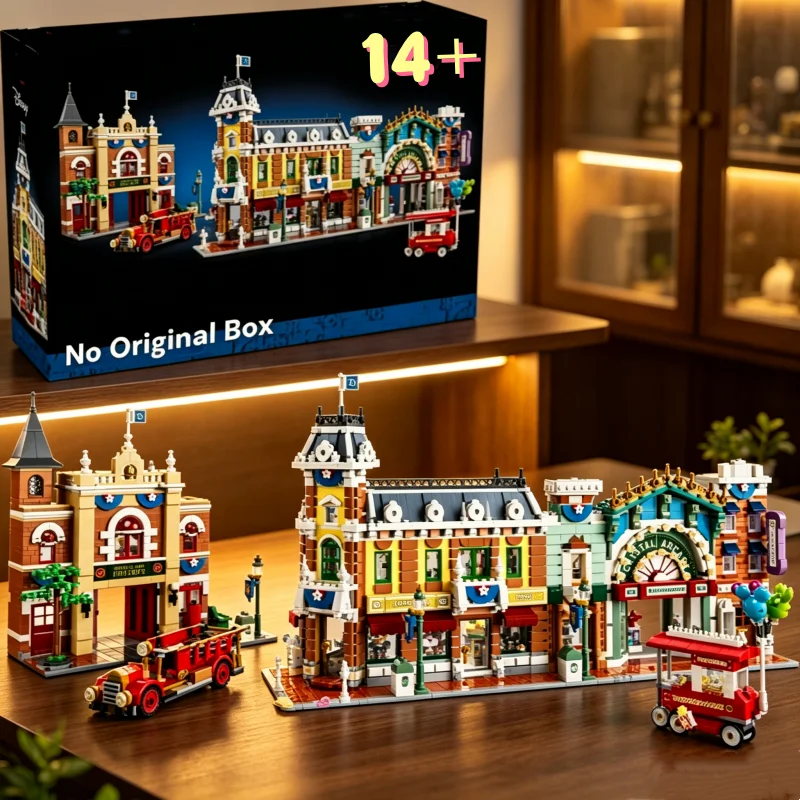 3899PCS Retro Town Main Street Building Blocks Kit European Commercial Architecture Assembly Model Home Decor Ornament For Adult