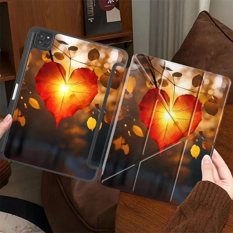 

Чехол для планшета iPad Air 4 5 M3 M2 M4 11 дюймов, Mini 6 7, Pro 11-го, 10-го, 9-го, 8-го, 7-го поколений, 12.9 дюймов Pro 2025, с держателем, креативный дизайн «Лист»