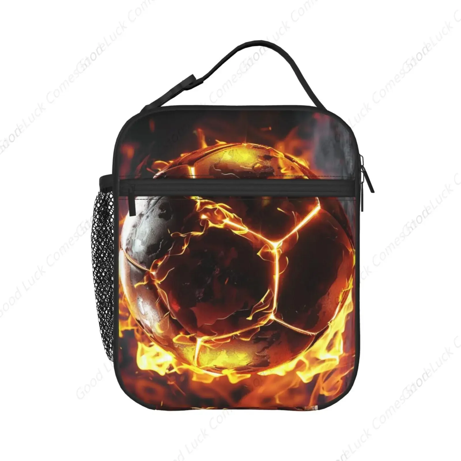 Reusable Soccer Lunch Box for Kids Girls Boys Women Adult, Insulated Sport Lunch Bag,Polyester Cooler Gaming Handbags Case