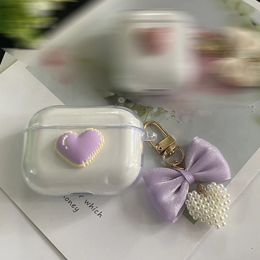 ل Realme براعم Air5 برو غطاء لطيف الحبل حالة سيليكون سماعة شفافة غطاء حقيبة مع المفاتيح القلب حقيبة