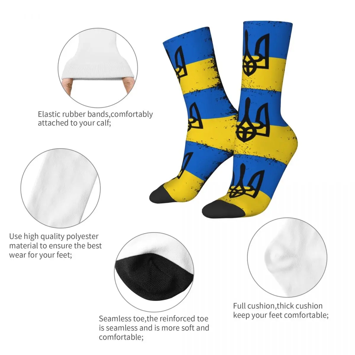 Ukraine Ukrainian National Flag Socks Men's Women's Casual Socks Crazy Spring Summer Autumn Winter Middle Tube Socks Gift