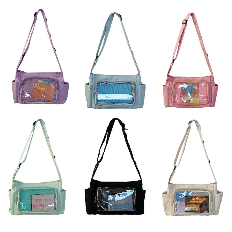 Japanese Style Clear Shoulder Bag Teen Student Girls Large Capacity School Bookbag Women Casual Travel Crossbody Messenger Bag