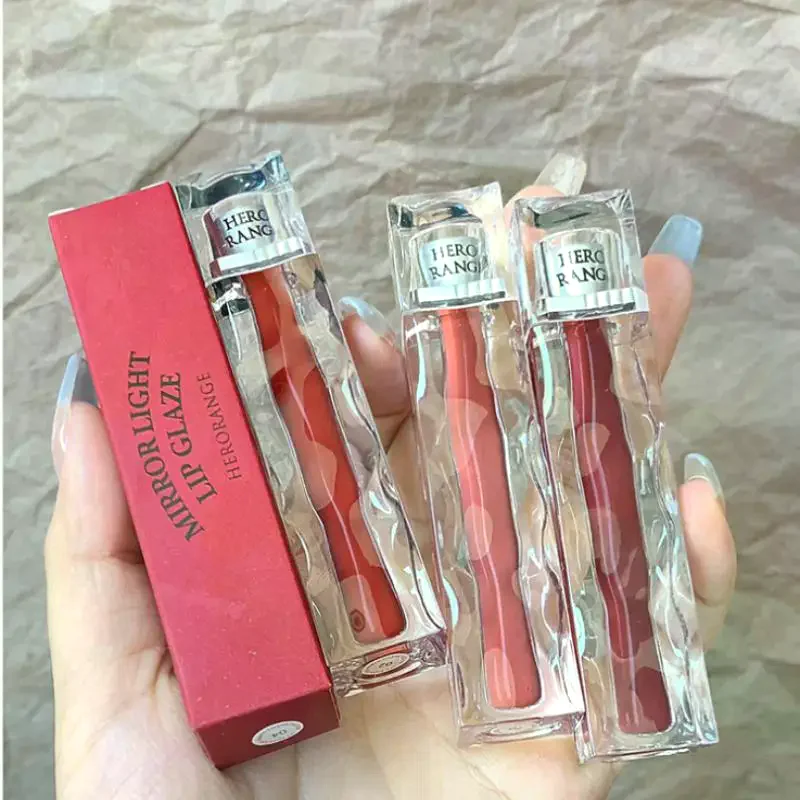 Make-up Herorange Waterproof Nonstick Cup Mirror Lip Glaze Langdurige glans Tint Verven Vloeibare lippenstift Schoonheid Cosmetica
