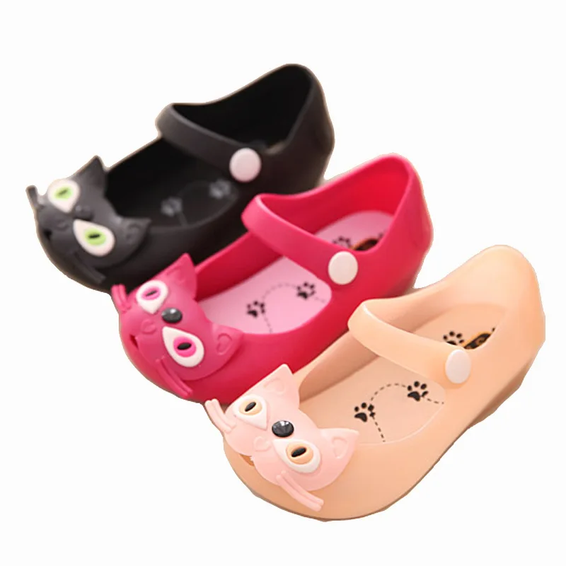 2024 New Girls Princess Shoes For Children Kids cat Jelly Shoes toddler Mini DD Cute Cat Flat Sandalias Comfortable Sandals