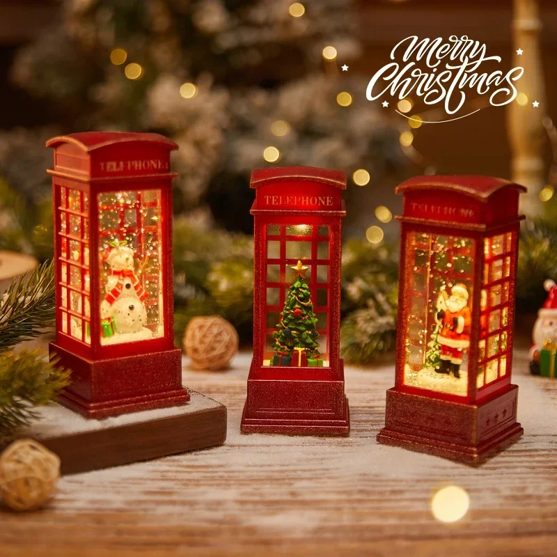 Decoraciones navideñas con luces de viento, regalos de navidad, regalos de mano, Papá Noel, luces nocturnas rellenas de agua, adornos navideños