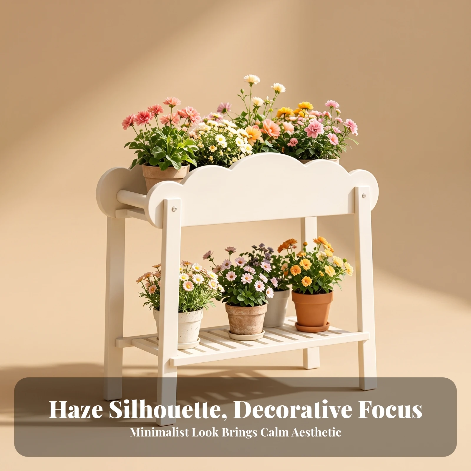 Two-Tier Plant Stand Compact Plant Stand with Slatted Shelf Furniture Multi-Purpose for Small Areas, Balcony