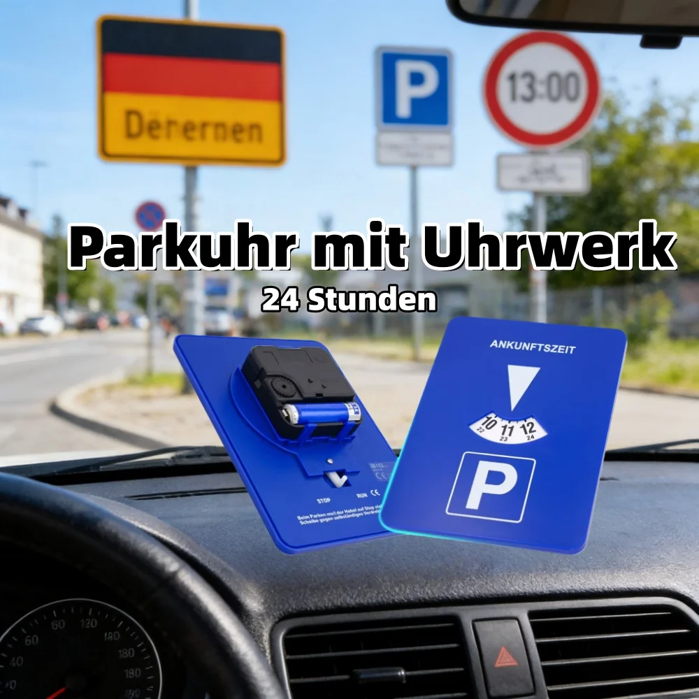 Germany Parking Meter Clockwork Time Display 24 Hours Temporary Parking Card Car Interior Electronic Movable Parking Accessories