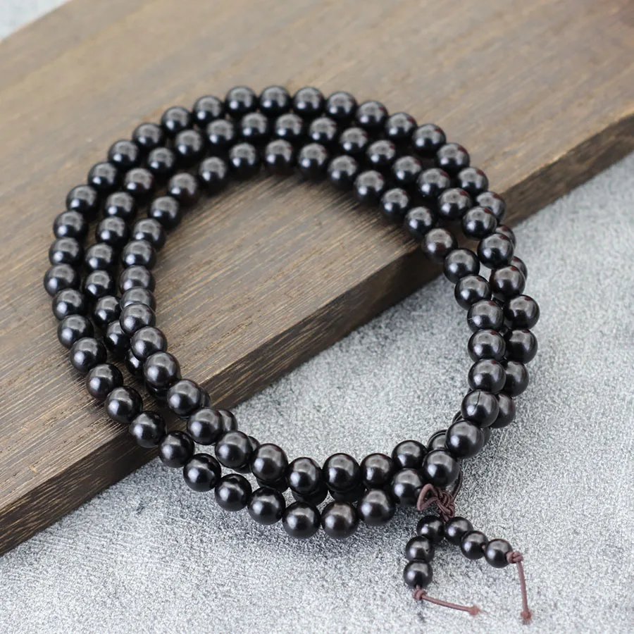 Wooden Beads Strings Natural Cliff Cypress Sandalwood Buddha Beads Bracelets Men Traditional Chinese Handicrafts Prayer Jewelry