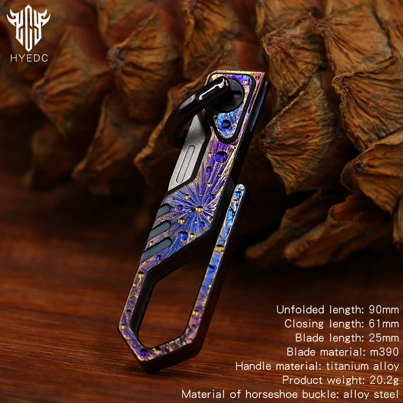 Star Sky Multifunctional Keychain M390 Titanium Alloy Mini Pocket Folding Knife Outdoor Camping Survival Portable Edc Tool