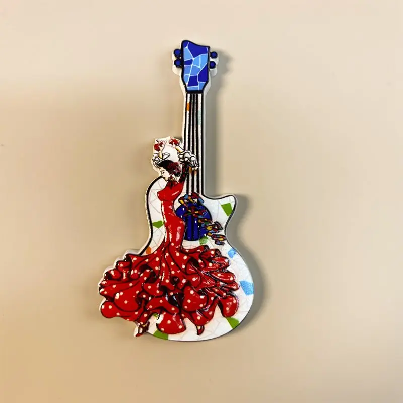 

Spanish Guitar Dancer Fridge Magnet High Aesthetic Travel Souvenir Personalized Decoration 3D Gift Magnet
