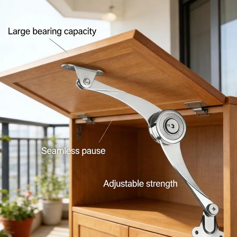 Adjustable Soft Close Hinges Heavy Duty Support Hinge Rod For Cabinet Wardrobe Door Lift Up Flap Furniture Hardware Hinge Set