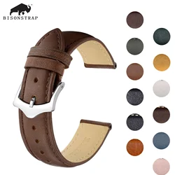 BISONSTRAP Crazy Horse Leather Watch Strap,16mm 18mm 19mm 20mm 21mm 22mm 23mm 24mm Watch Band, Durable Replacement Watchband