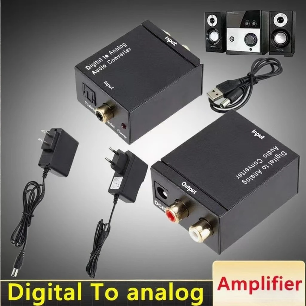 Digital to Analog Audio Converter Digital Optical CoaxCoaxialToslink to Analog RCA L/R Audio Converter Amplifier Adapter