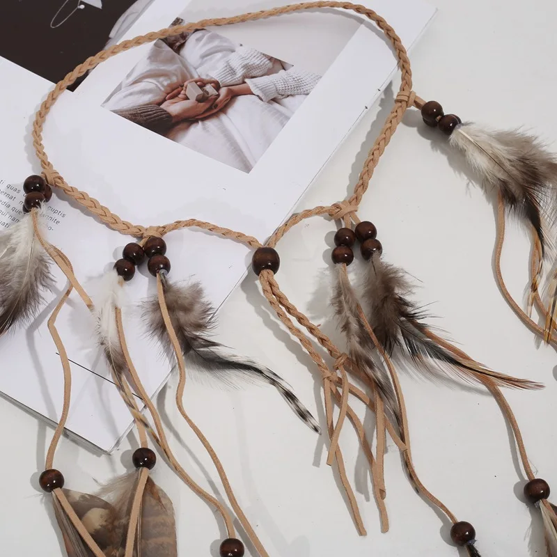 Boho Style Faux Feather Headband Hippies Style Head Piece Indian Hair Accessories For Women