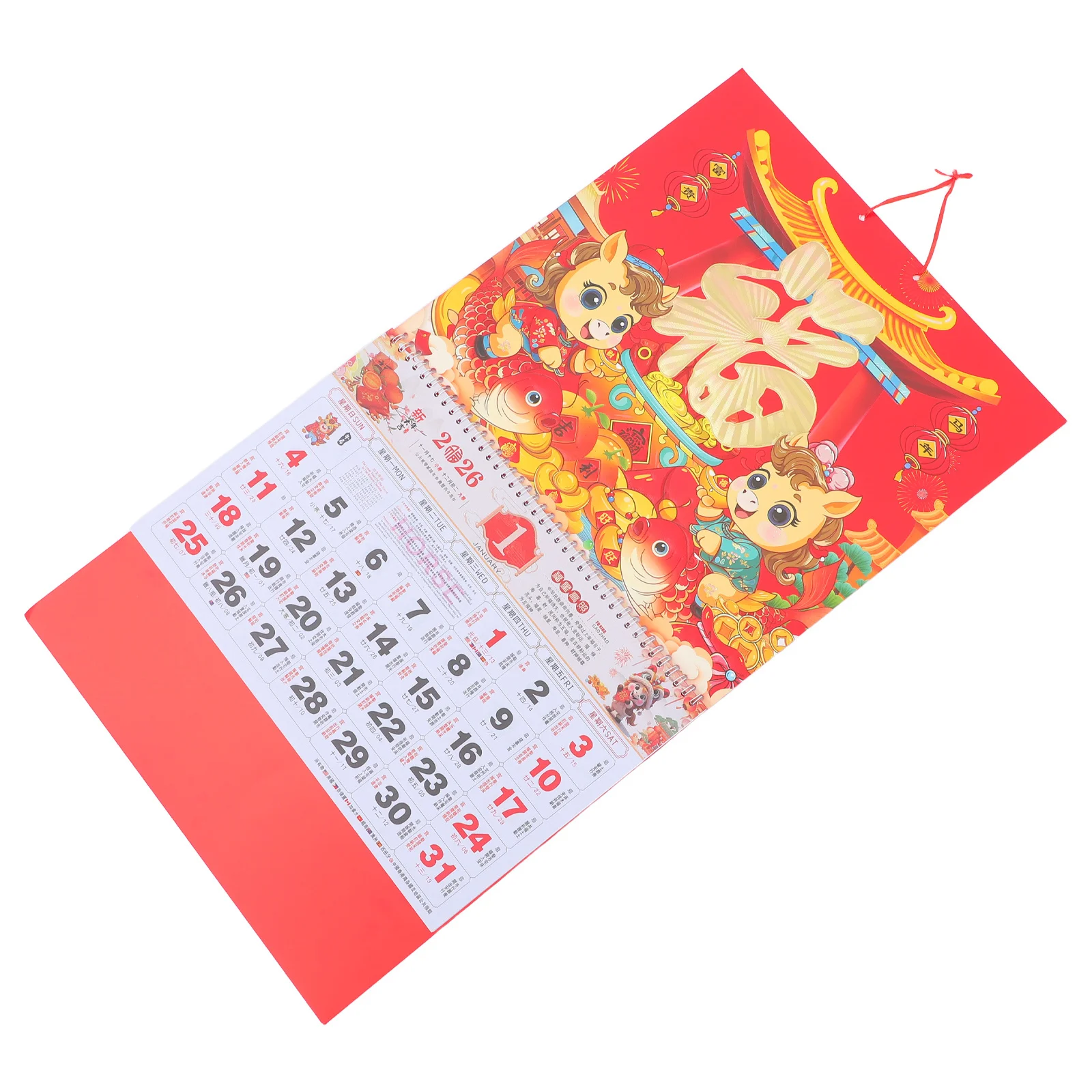 

2026 Hanging Calendar: Traditional Chinese Lunar Year Of The Horse Monthly Planner With Multi-Country Holidays For Home Office