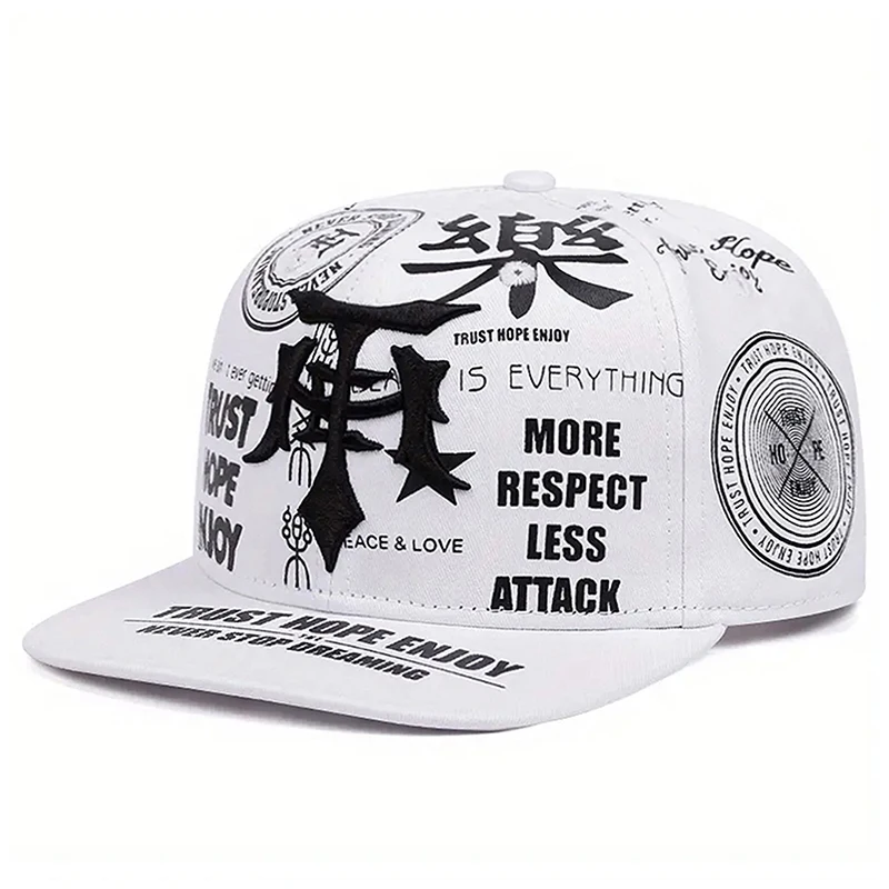 2026 Modische und Personalisierte Neue Baseball-Kappe T Graffiti-Stickerei Hip-Hop-Mütze Tägliche Freizeit-Sonnenschutzkappe Unisex Flachrand-Kappe – Detail 5