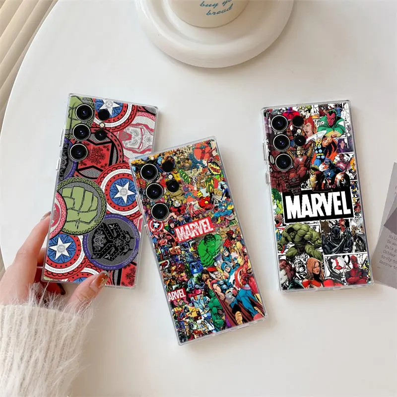 

Mavel Logo Avengers Heroes Transparent Case For Samsung Galaxy S26 S25 Ultra S24 S22 S26 Plus S20 S23 S21 S25 FE 5G Clear Cover