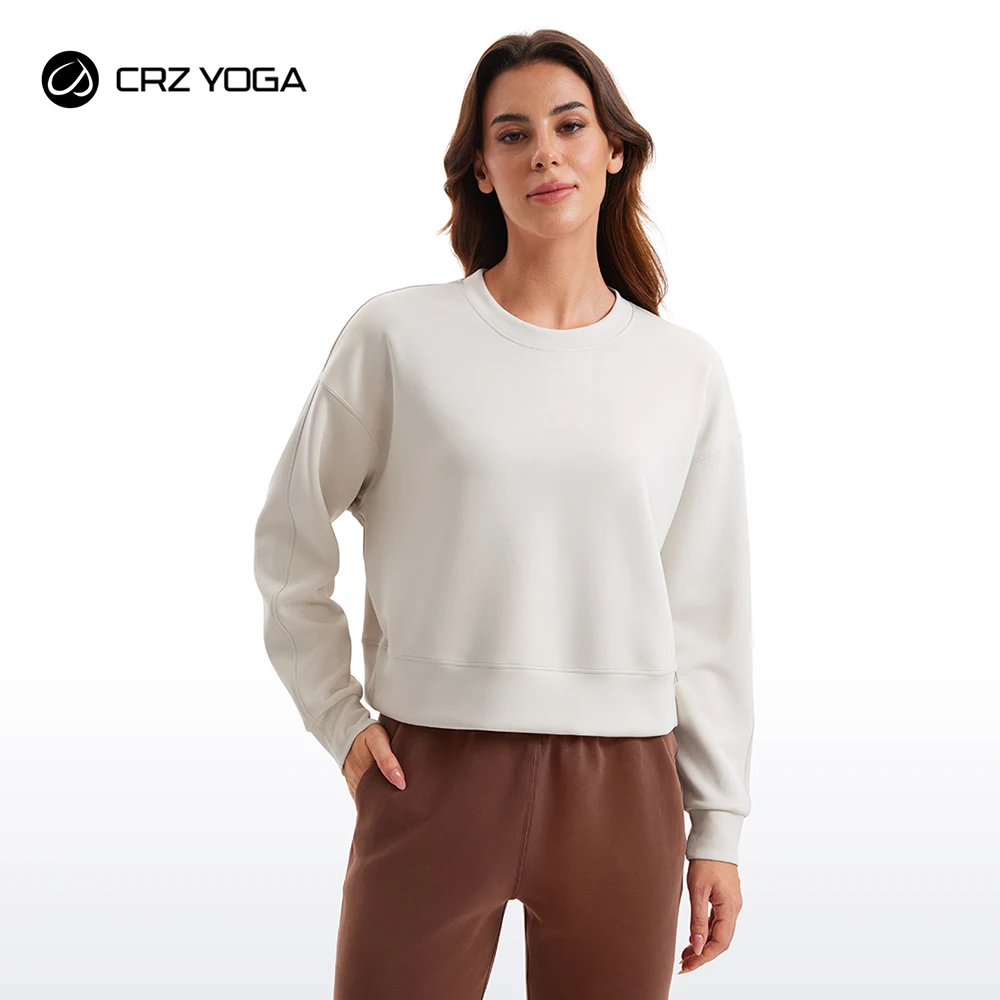 CRZ YOGA Womens Crewneck Sweatshirt Long Sleeve Workout Casual Pullover Tops Basic Fall Sweatshirts