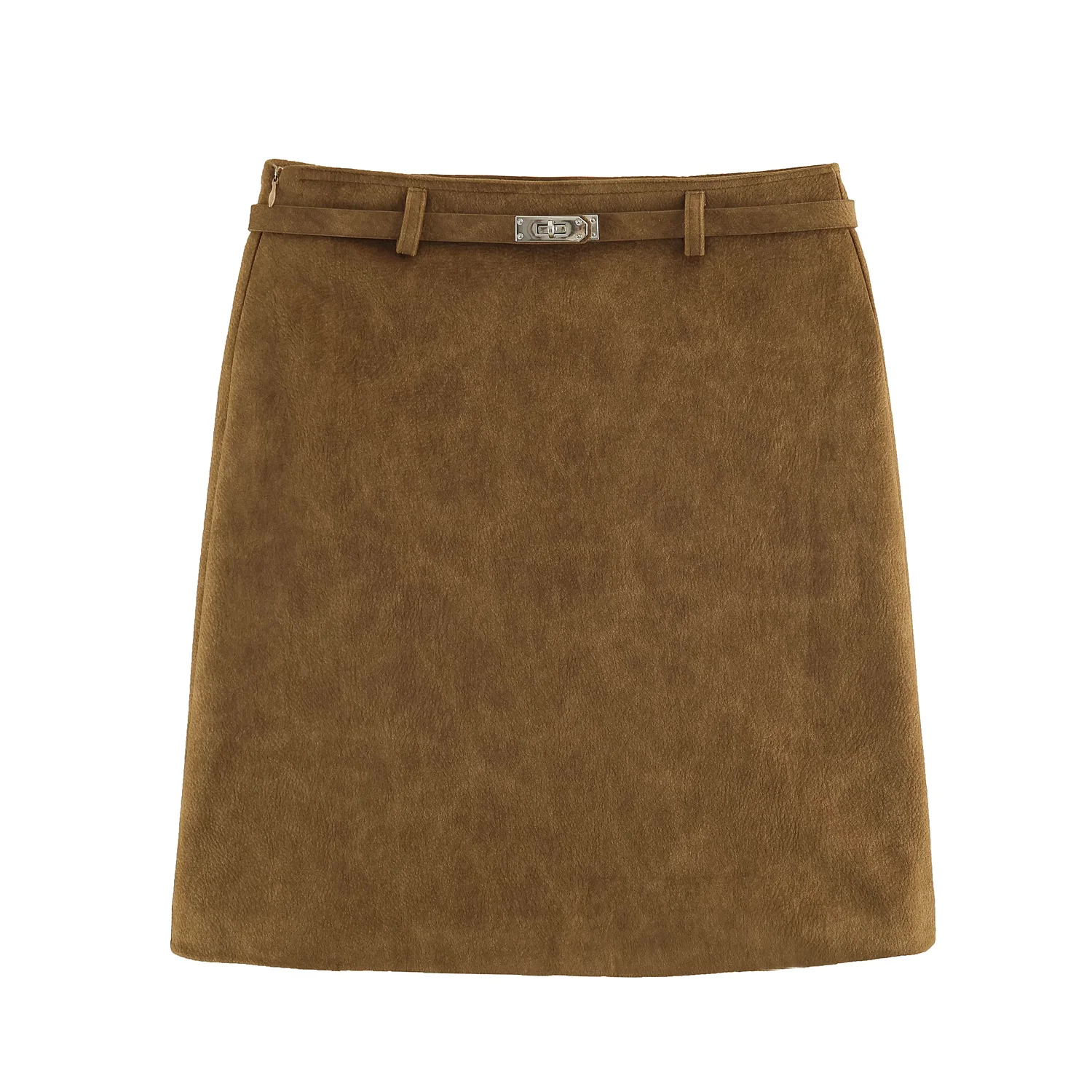 KONDALA Damen Herbst-Chic-Rock mit Gürtel aus Kunstwildleder, Vintage Kurzrock für den Alltag, 2026 Herbst-Winter Trendiger Eleganter Rock mit hoher Taille – Detail 3