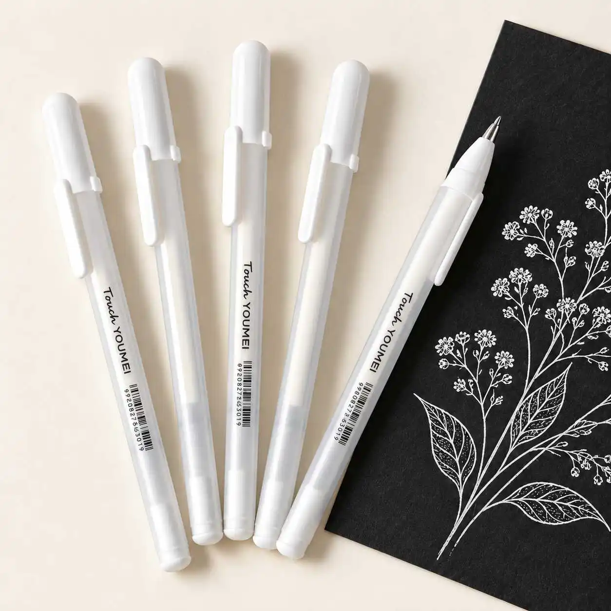 5pcs White Highlight Gel Pens for Comic and Art Details