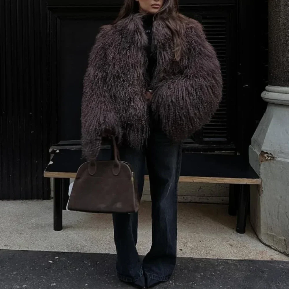 

Spring Real Mongolia Sheep Fur Jackets Lady Mongolian Sheep Fur Coats Winter Thick Warm Natural Lamb Fur Coats Women Real