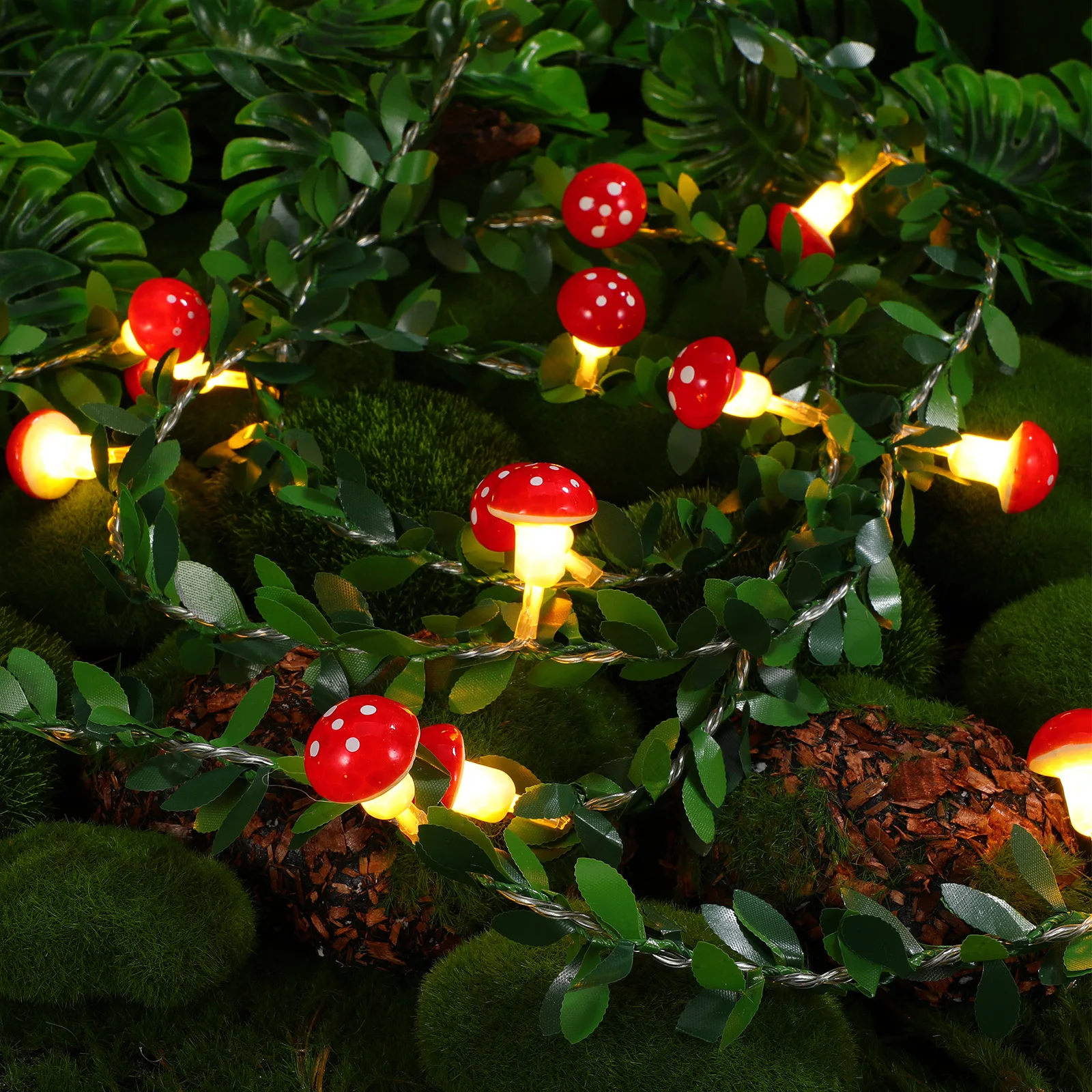 

Lovely 20 Leds Mushroom String Light Decorative Lamp No Warm Charming Party Fairy LED Lamp Decor for Home Garden Yard