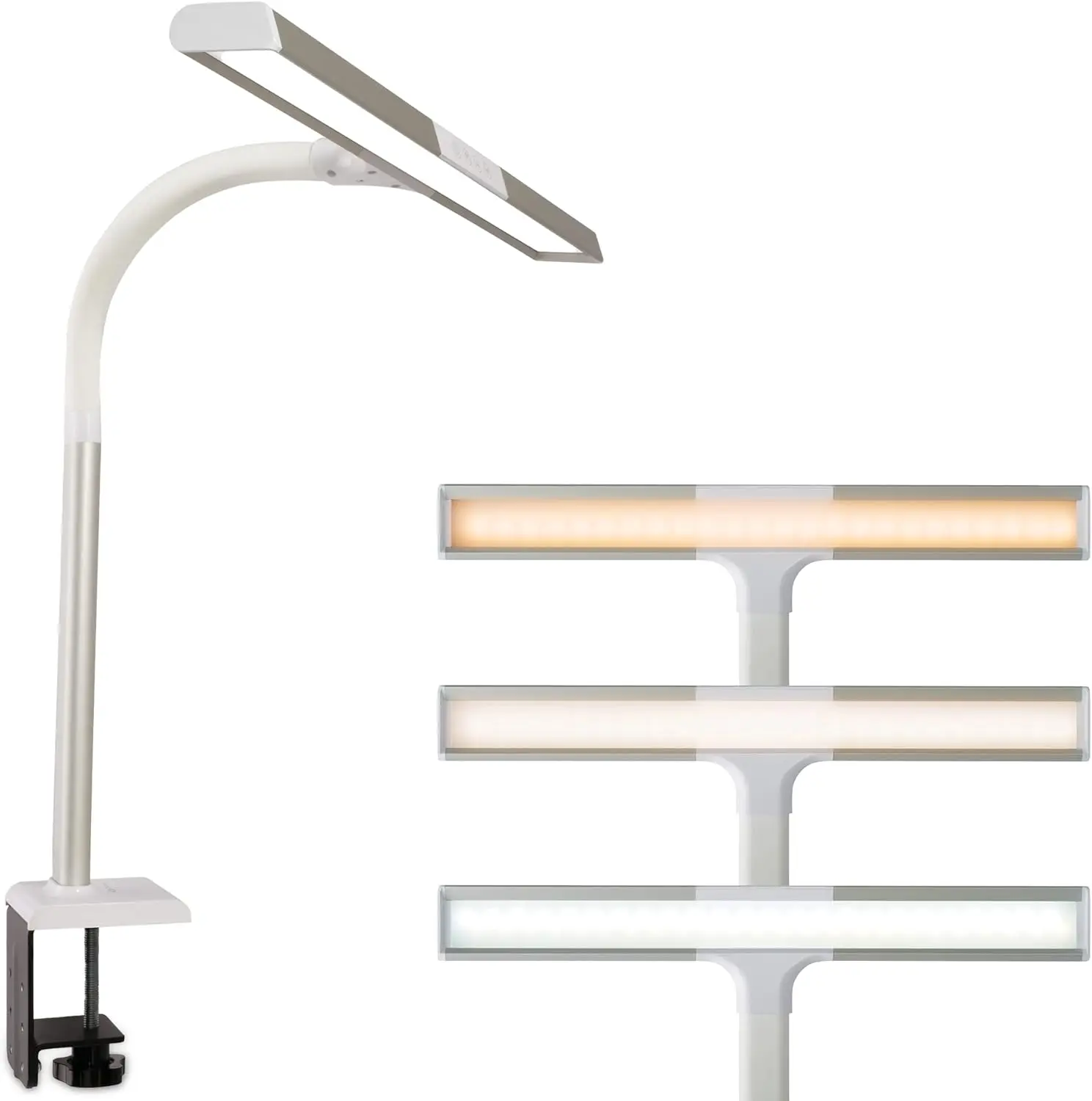 

LED Desk Lamp with Sturdy Clamp - Extra Wide Lighting, Dimmable with 5 Brightness Settings & Energy Efficient Natural