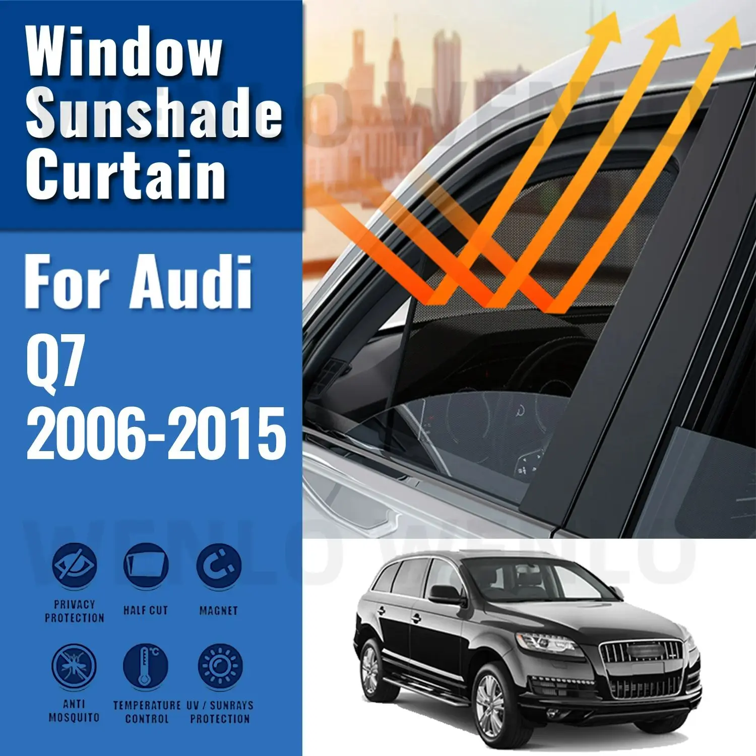 

For Audi Q7 4L 2006-2010 2011 2012 2013 2014 Car Sunshade Front Windshield Frame Curtain Rear Side Window Sun Shades Visor