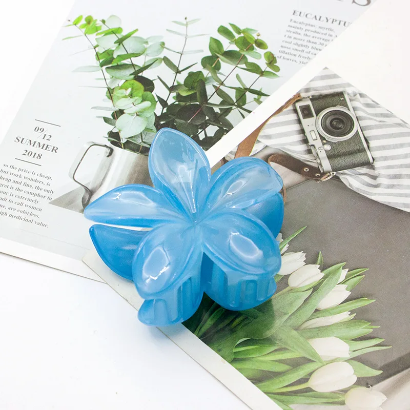 مشبك شعر جديد بسيط بلون واحد على شكل زهرة خماسية البتلات، مشبك شعر أنيق وبسيط للجزء الخلفي من الرأس، إكسسوار شعر عصري