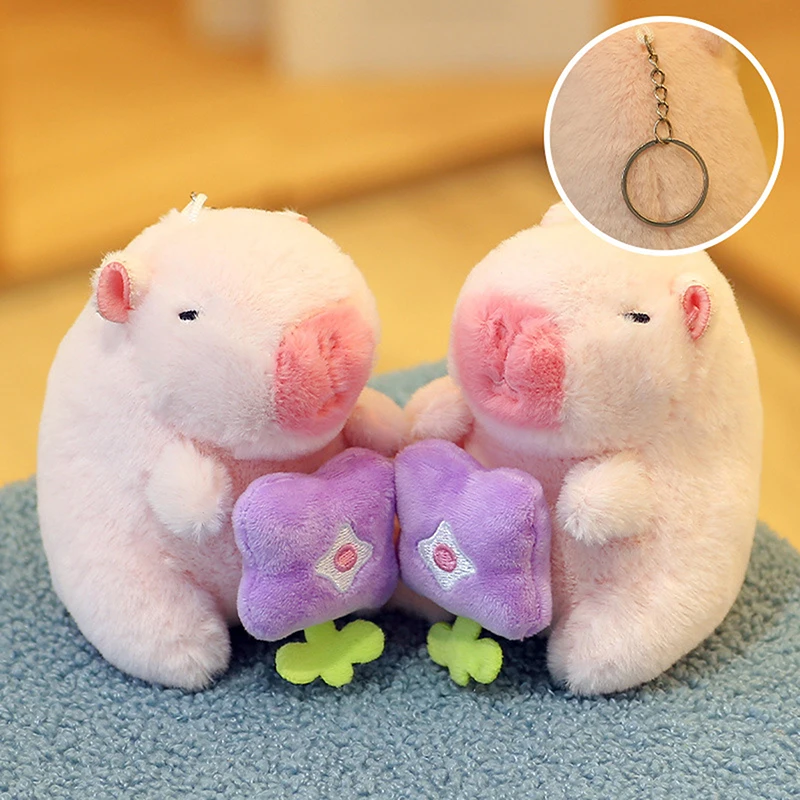 Capybara Plush Doll Cartoon Keychain Pendant Soft Stuffed Doll Backpack Pendant Car Bag Key Ring Decor Kid Gift Keychain