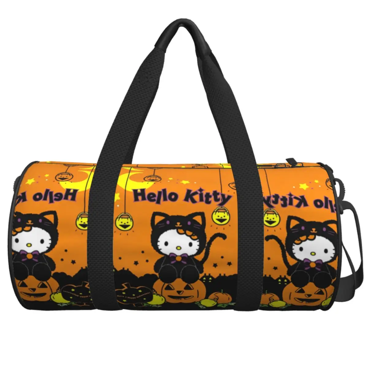 

Hello Kitty Halloween Pumpkin Sport Bags Large Gym Bag Outdoor Couple Design Handbag Training Colorful Fitness Bag